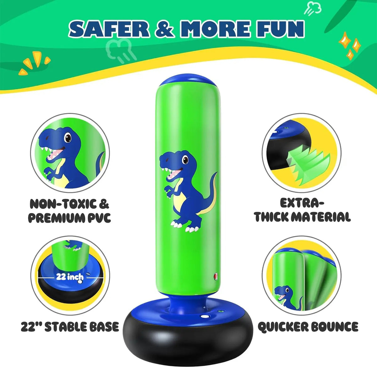 🎁Limited-Time Sale 49% OFF⏰️48 Inch Stable Inflatable Boxing Bag for 3-6 Kids