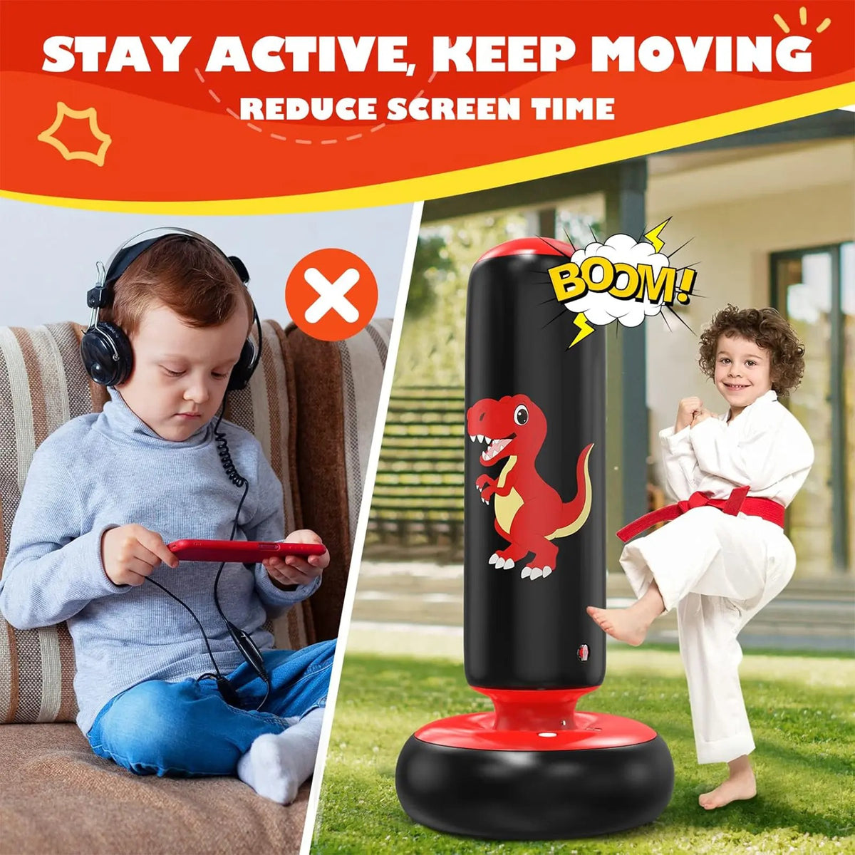 🎁Limited-Time Sale 49% OFF⏰️48 Inch Stable Inflatable Boxing Bag for 3-6 Kids