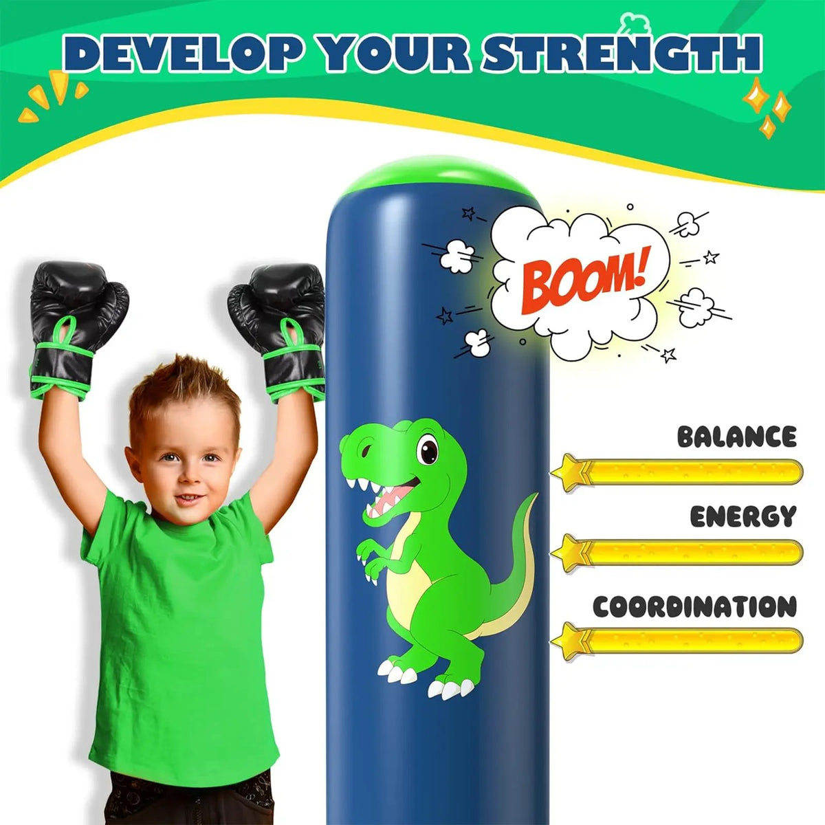 🎁Limited-Time Sale 49% OFF⏰️48 Inch Stable Inflatable Boxing Bag for 3-6 Kids